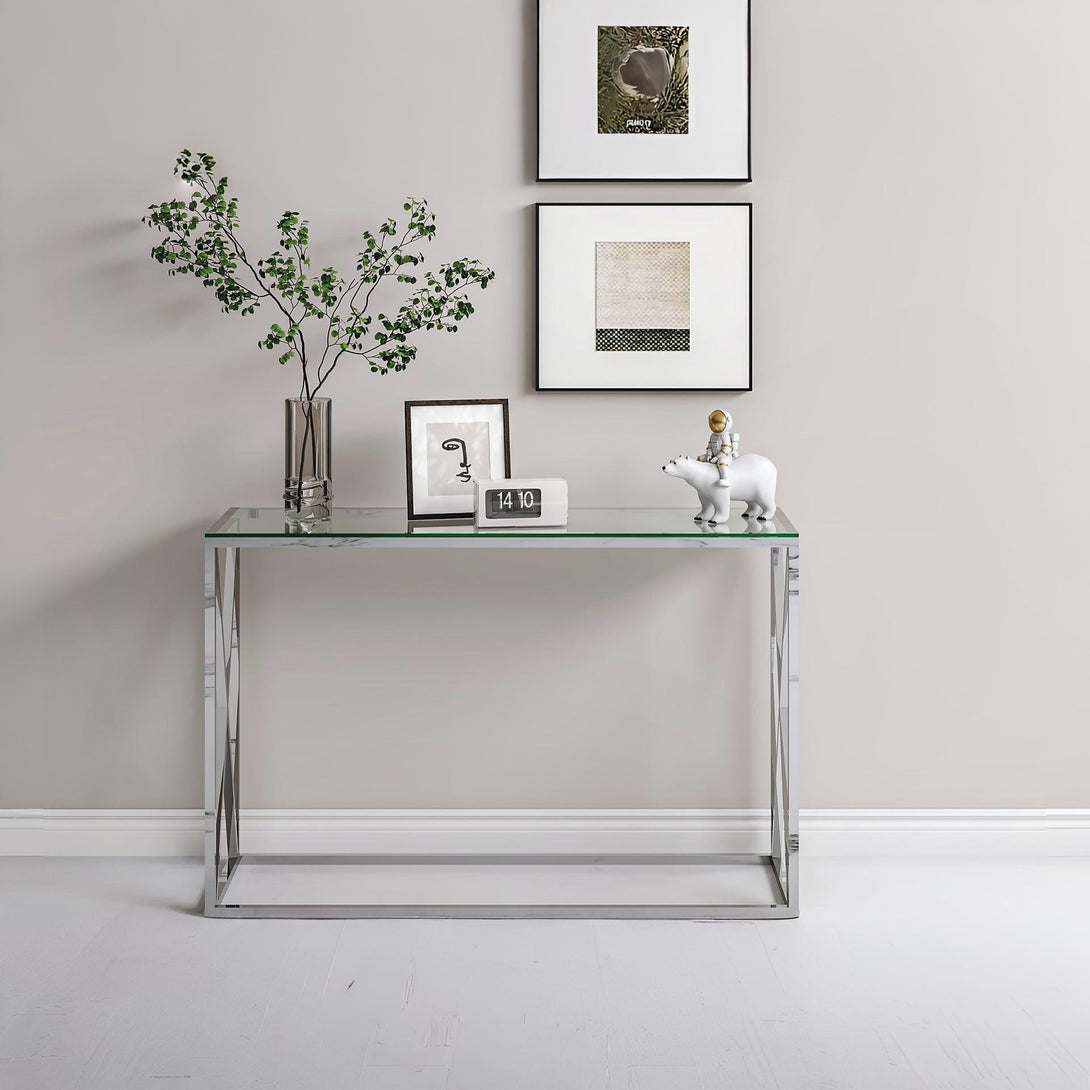 Tony Tempered Glass Rectangular Console Table