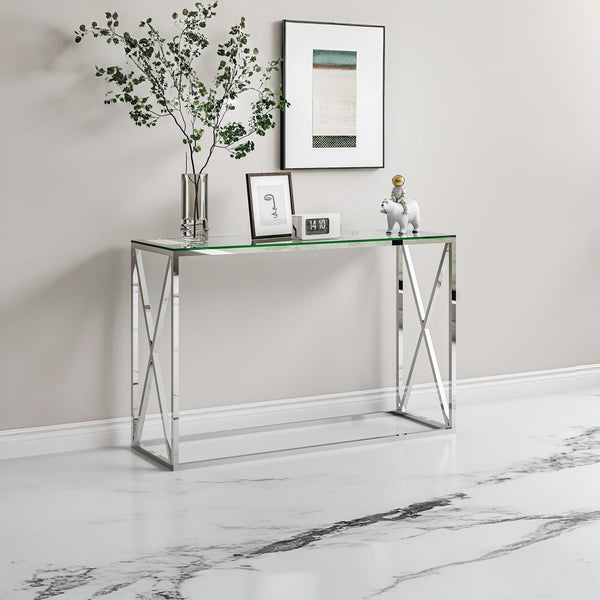 Tony Tempered Glass Rectangular Console Table