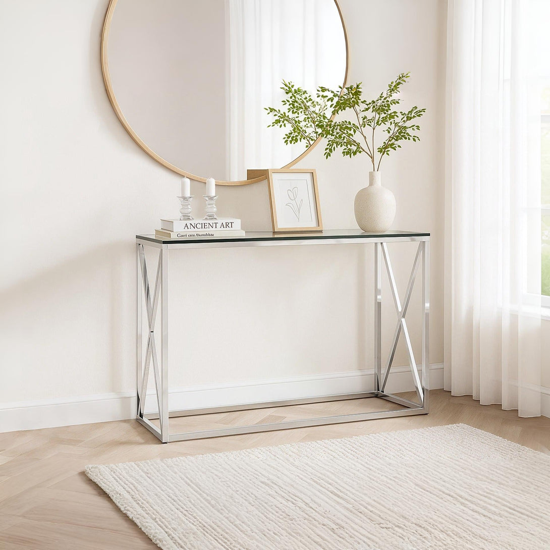 Tony Tempered Glass Rectangular Console Table