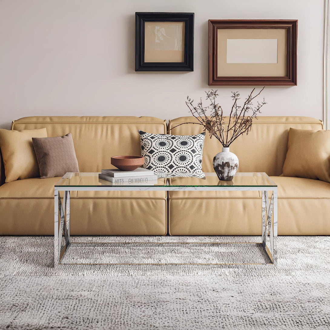 Greer Tempered Glass Rectangular Coffee Table