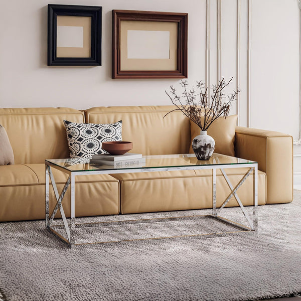 Greer Tempered Glass Rectangular Coffee Table