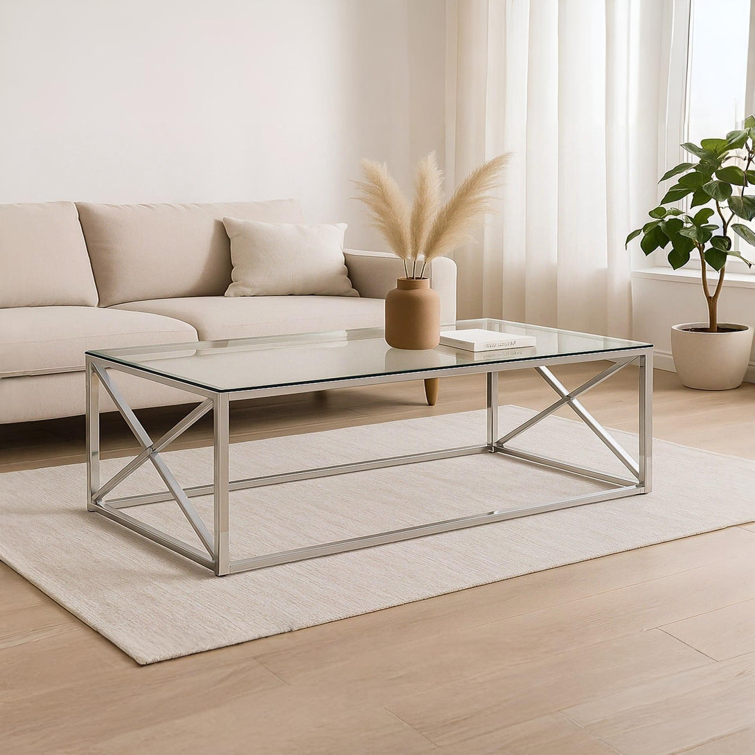 Greer Tempered Glass Rectangular Coffee Table