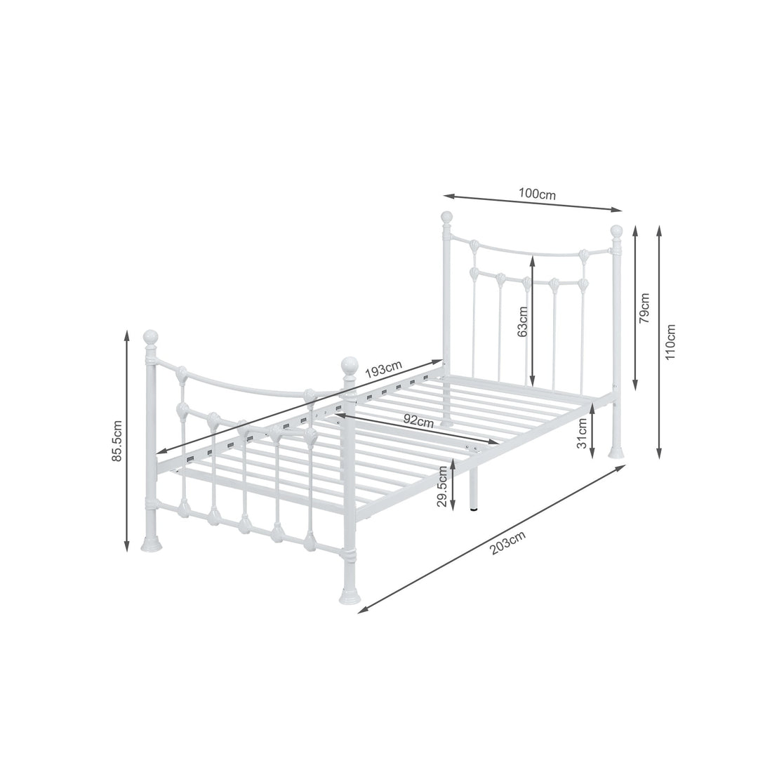 Gingera Single Metal Bed Frame - White