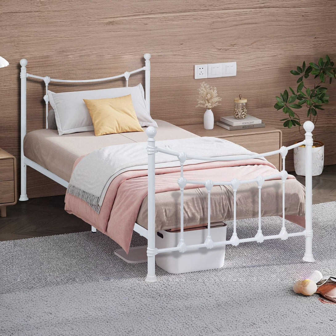 Gingera King Single Metal Bed Frame - White