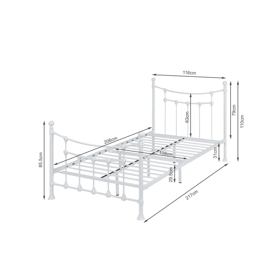 Gingera King Single Metal Bed Frame - White