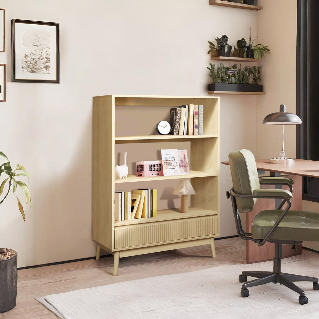 Shawnee 3 Tier Bookshelf with Drawer - Oak