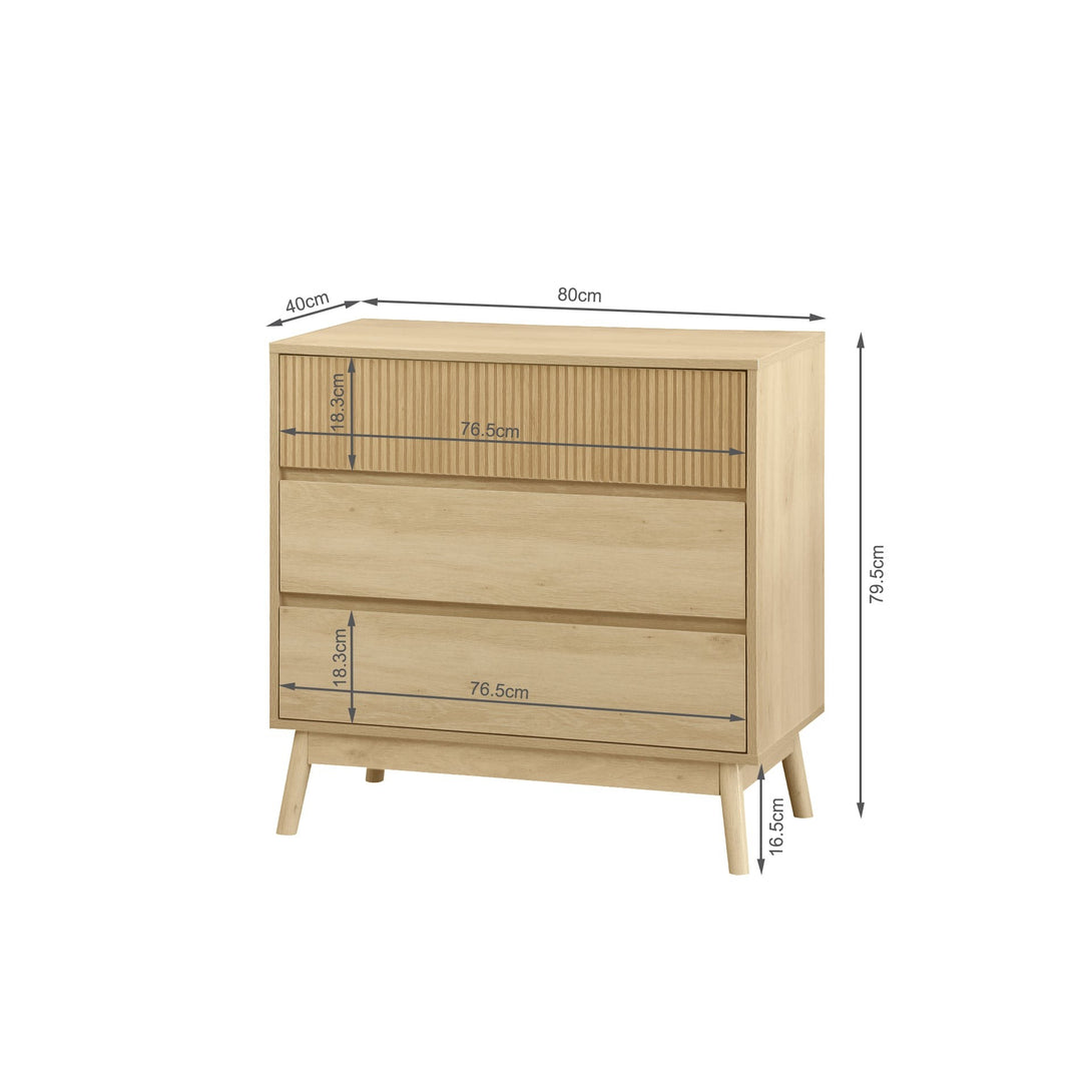 Shawnee 3 Drawers Tallboy - Oak
