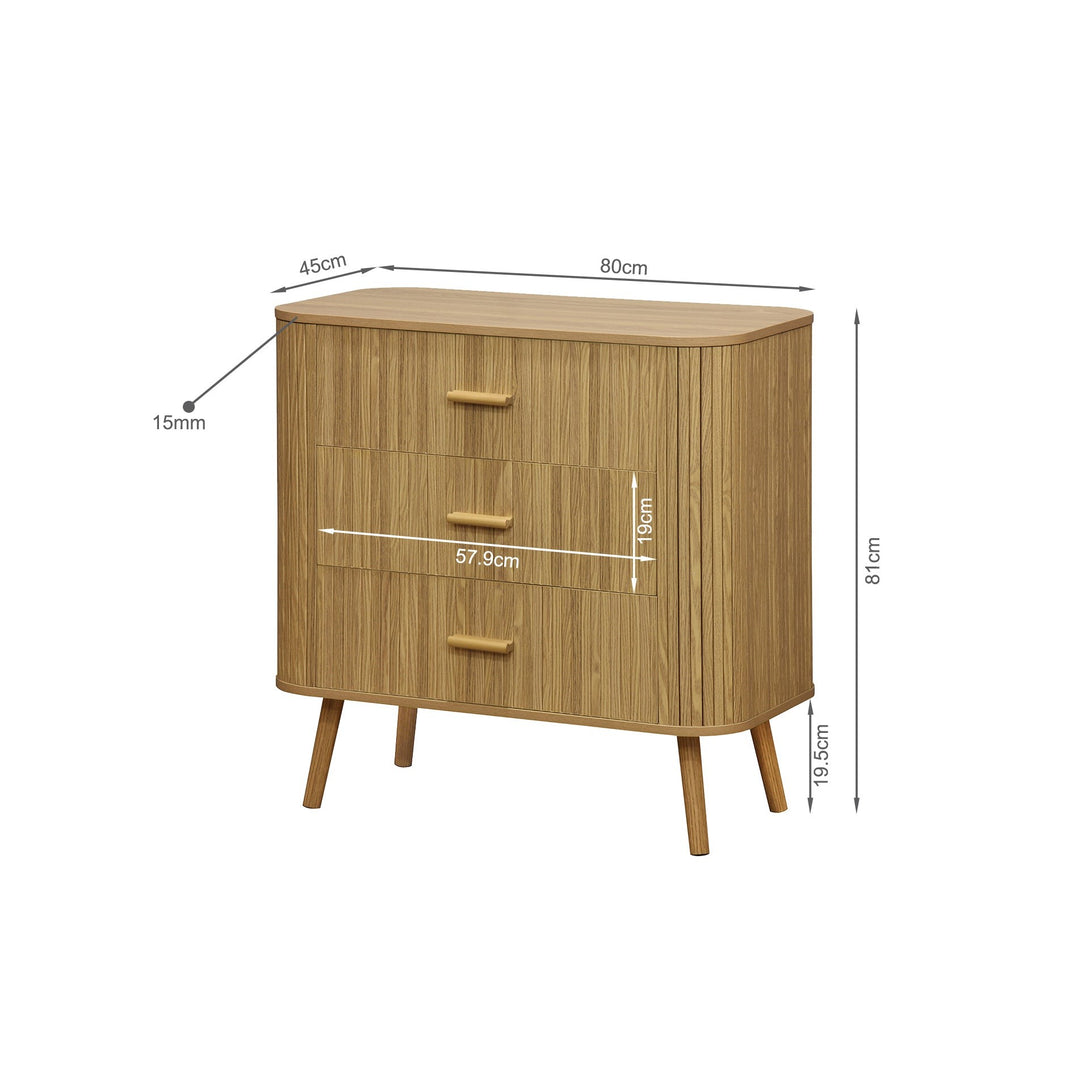 Atlantic 3 Drawers Tallboy - Natural