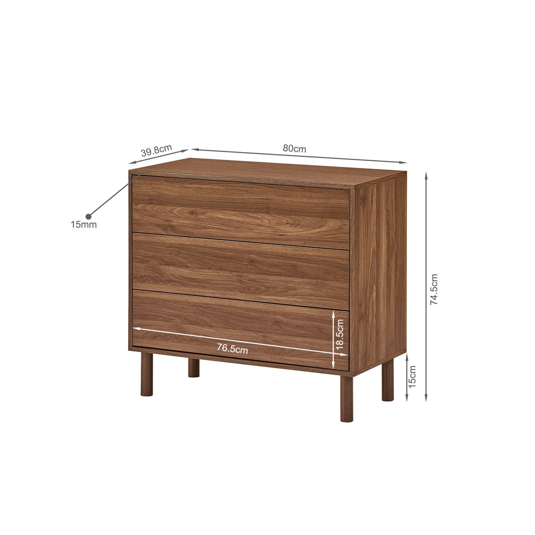 Custer 3 Drawers Tallboy - Walnut