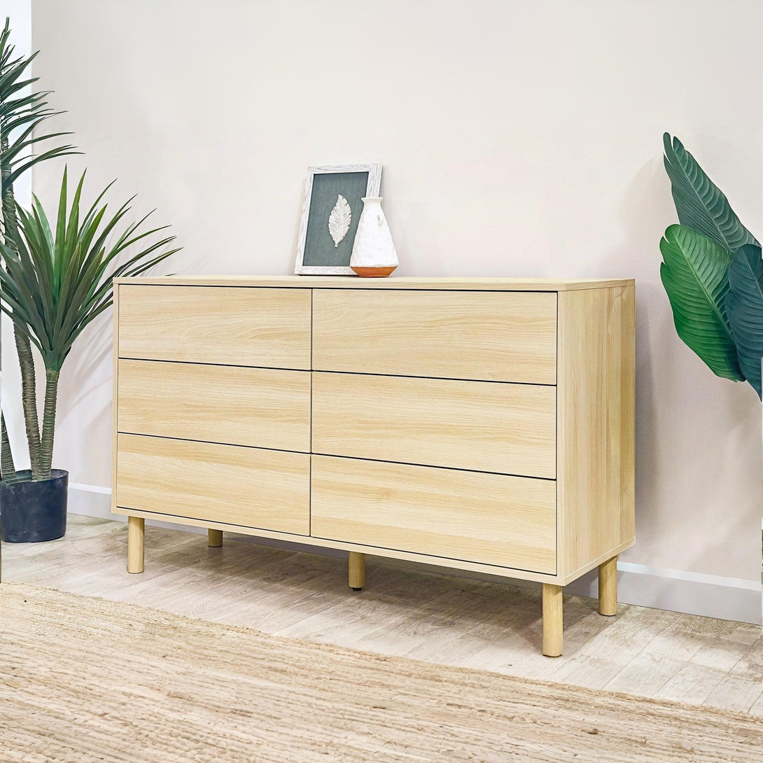 Custer 6 Drawers Lowboy - Oak