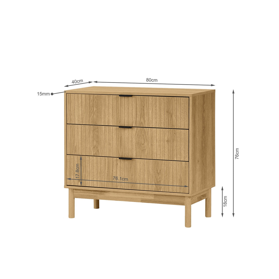 Sumter 3 Drawers Tallboy - Oak
