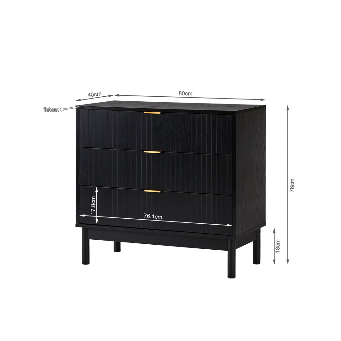 Sumter 3 Drawers Tallboy - Black