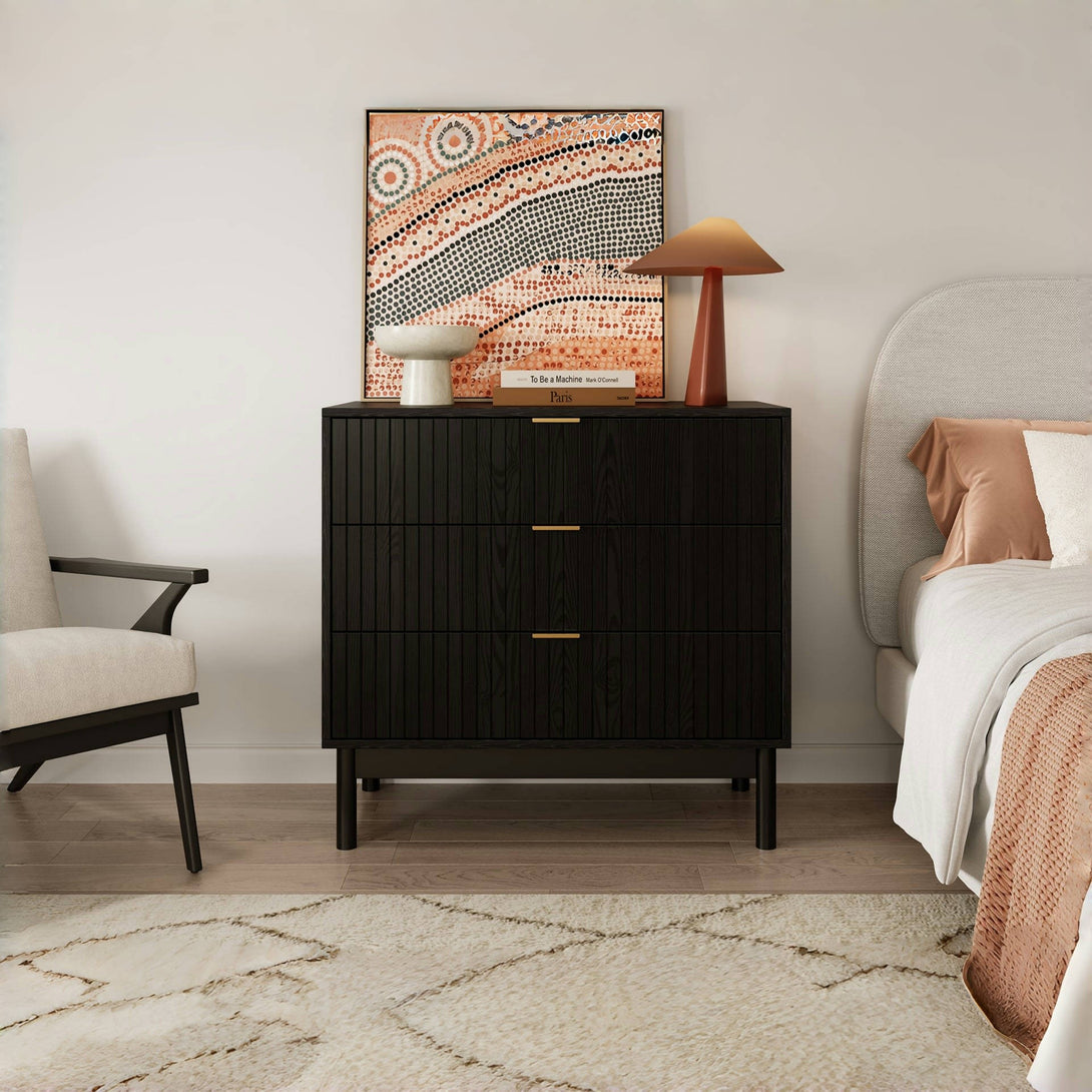Sumter 3 Drawers Tallboy - Black
