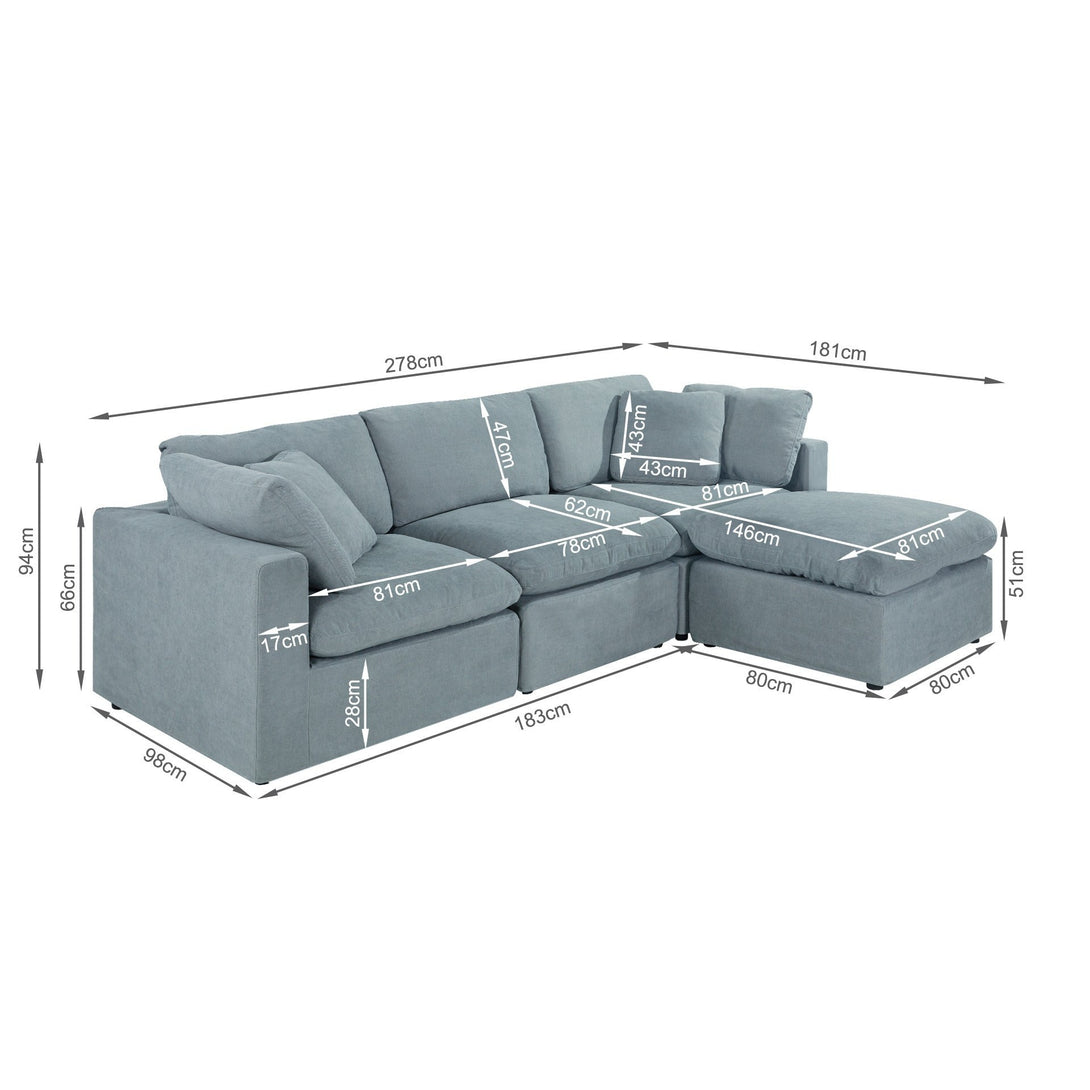 Bishopston Duck Feather Filled Modular Sofa - Grey