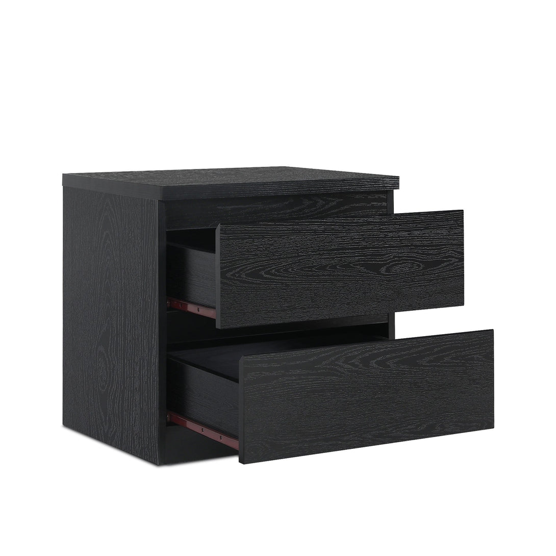 Tongass Wooden Bedside Table - Black