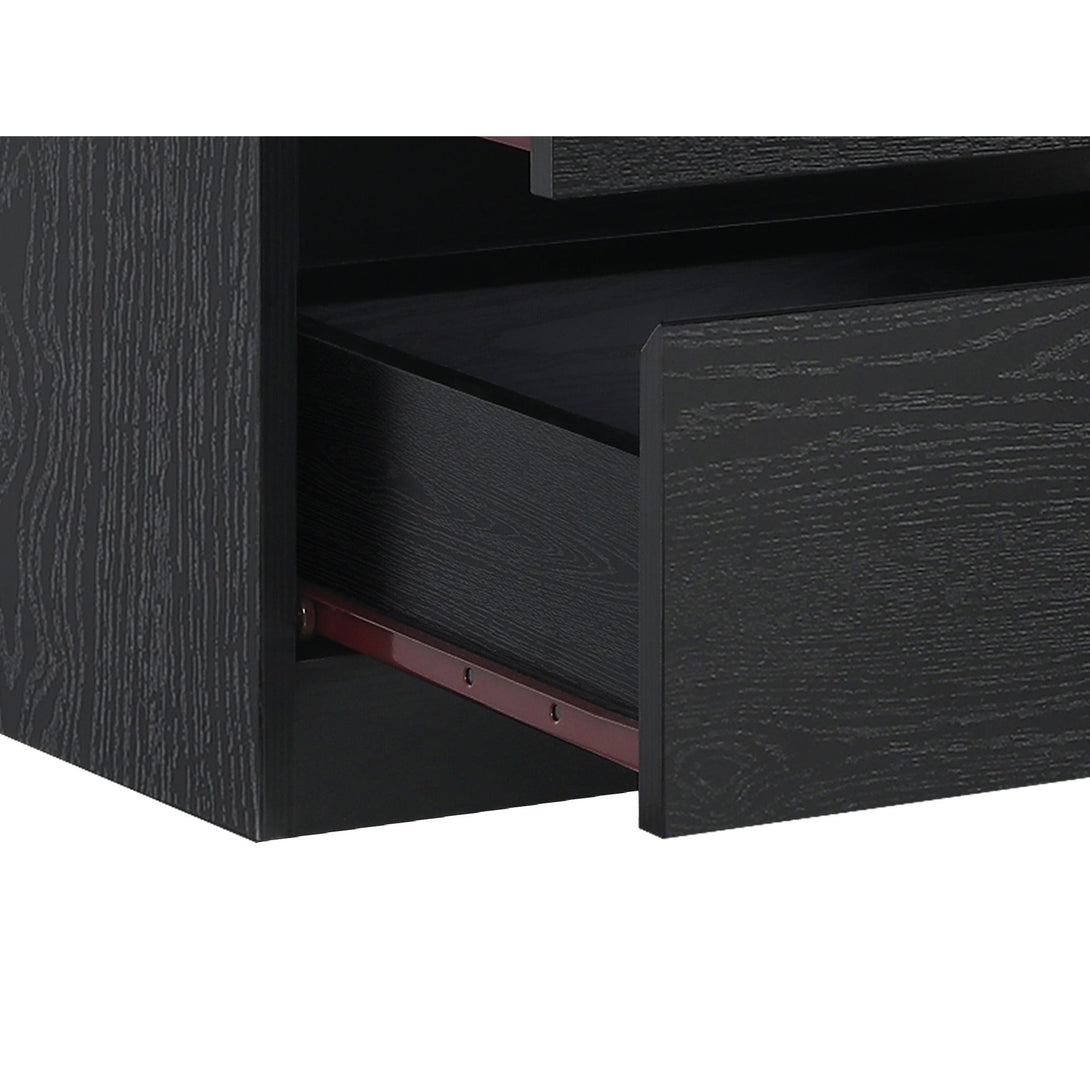 Tongass Wooden Bedside Table - Black