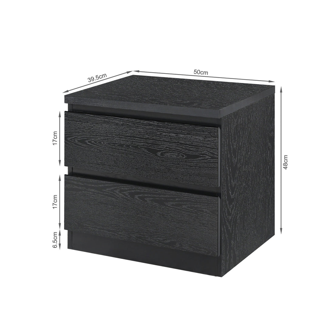 Tongass Wooden Bedside Table - Black