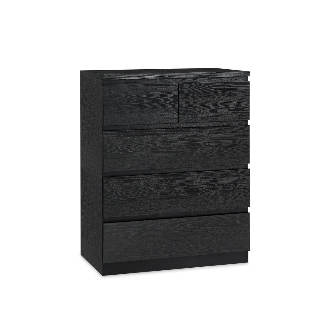 Tongass Wooden 5 Drawers Tallboy - Black