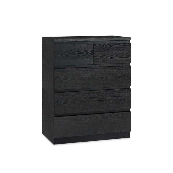 Tongass Wooden 5 Drawers Tallboy - Black