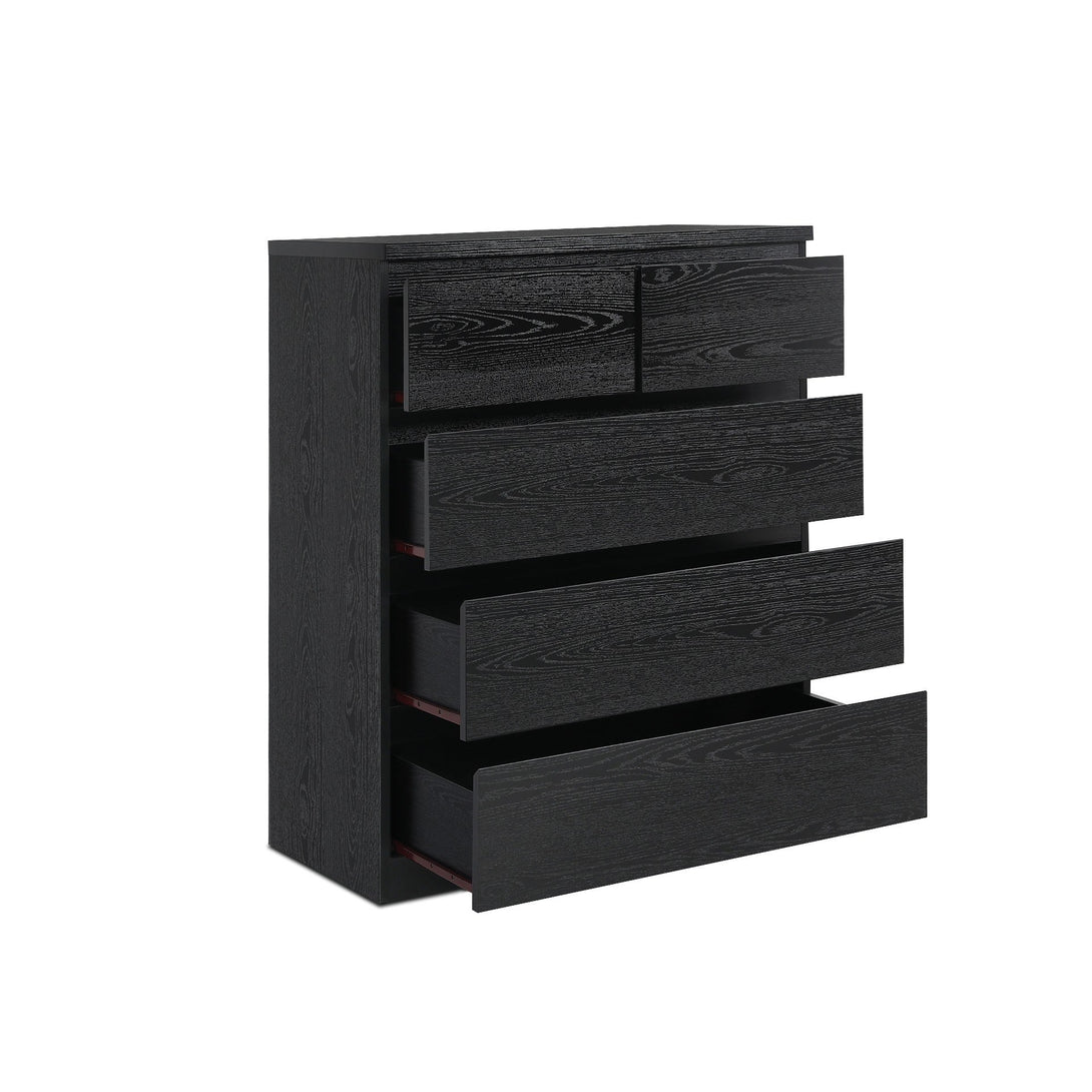 Tongass Wooden 5 Drawers Tallboy - Black