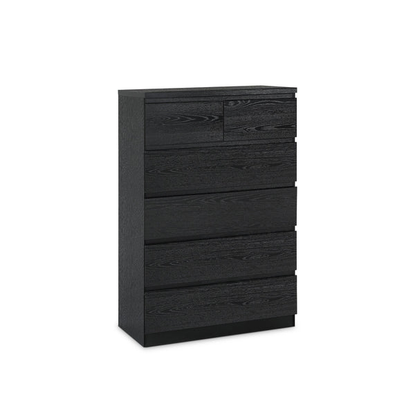 Tongass Wooden 6 Drawers Tallboy - Black