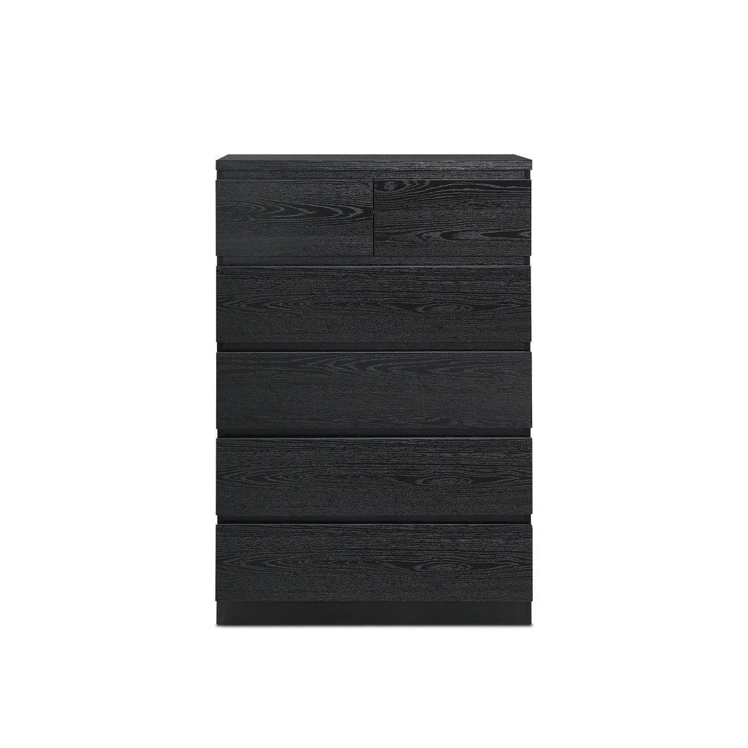 Tongass Wooden 6 Drawers Tallboy - Black