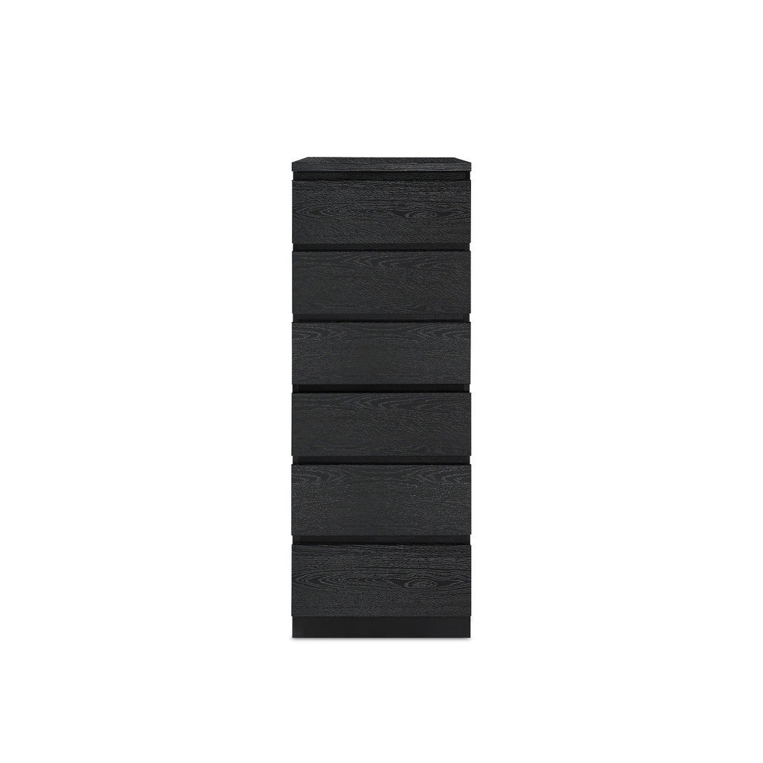 Tongass Wooden 6 Drawers Slim Tallboy - Black