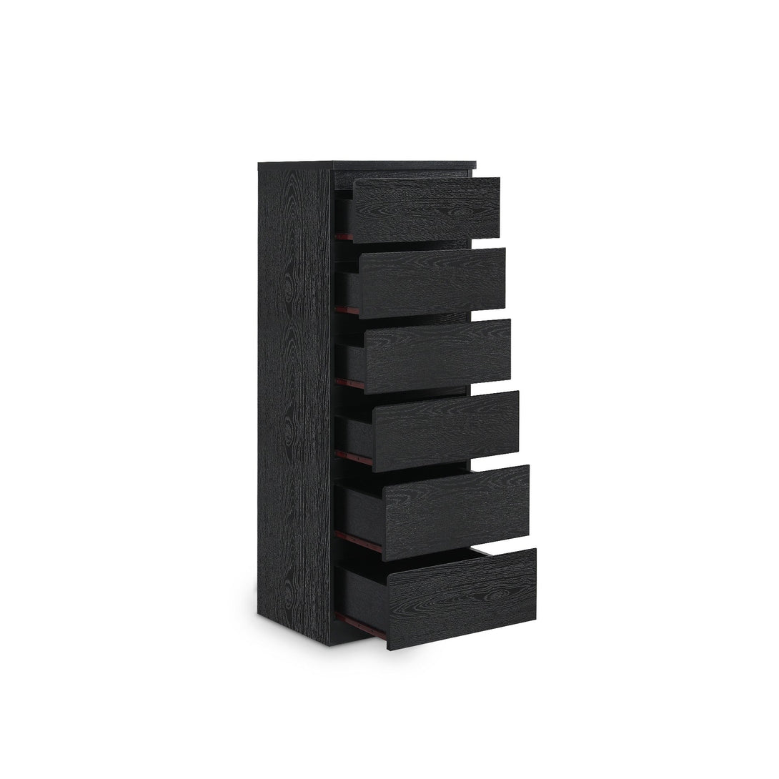 Tongass Wooden 6 Drawers Slim Tallboy - Black