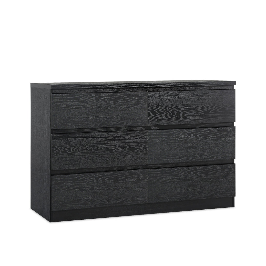 Tongass Wooden 6 Drawers Lowboy - Black