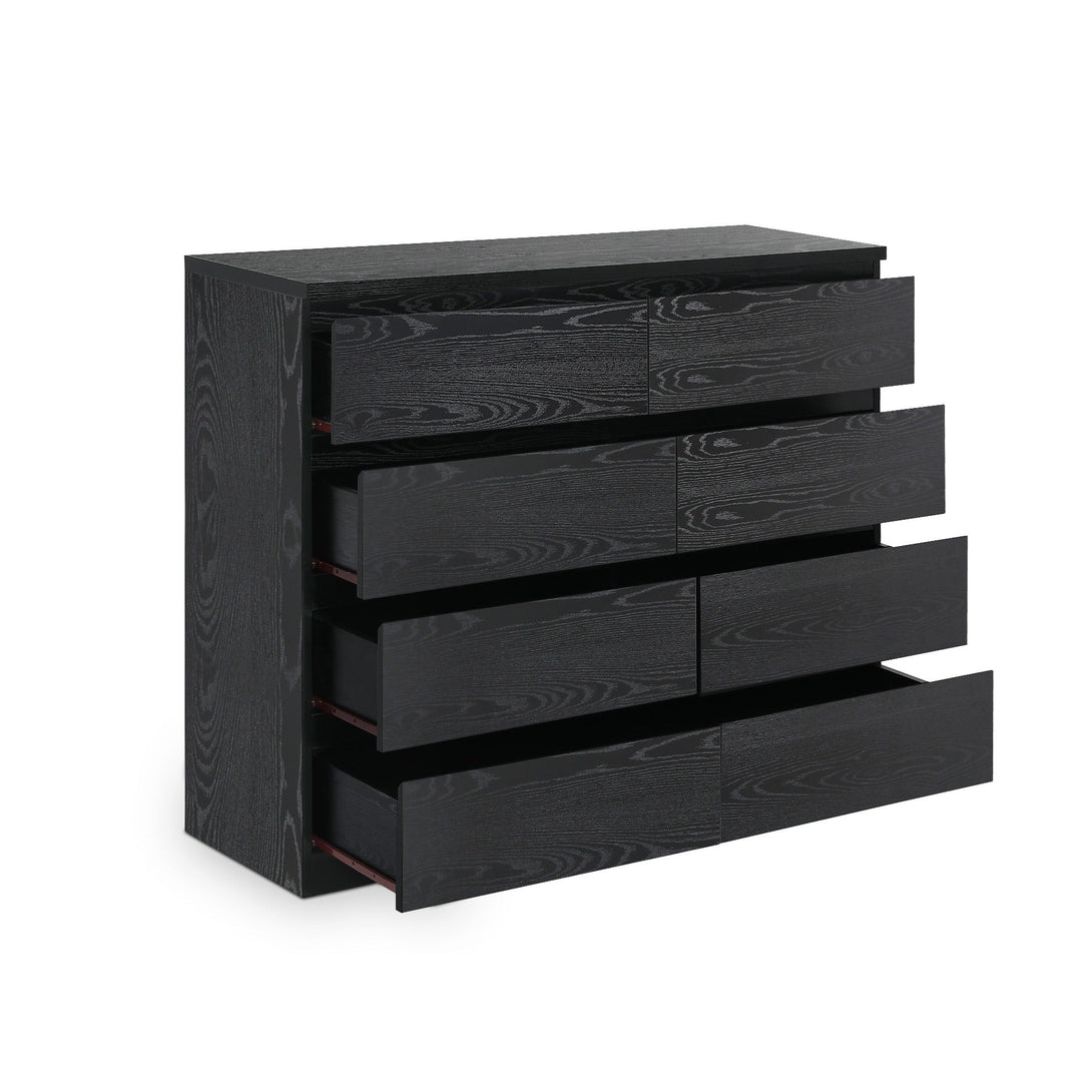 Tongass Wooden 8 Drawers Lowboy - Black