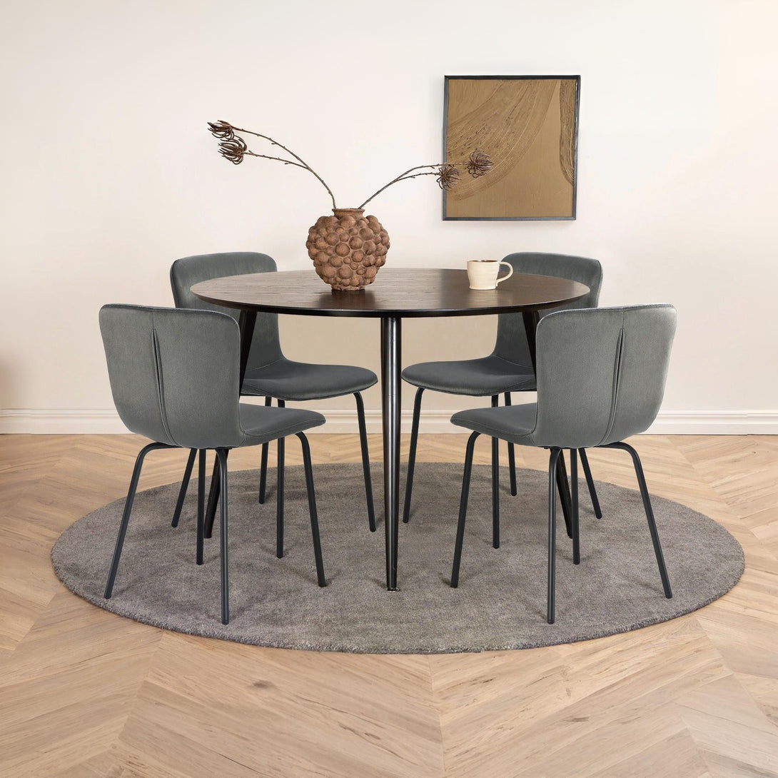 Darius Velvet Dining Chairs - Set of 4 - Dark Grey