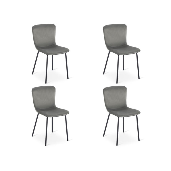 Darius Velvet Dining Chairs - Set of 4 - Dark Grey