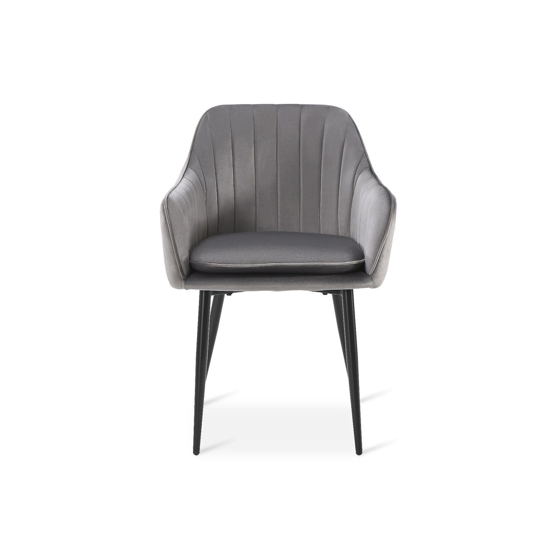 Adelaide Velvet Dining ArmChairs - Set of 2 - Light Grey