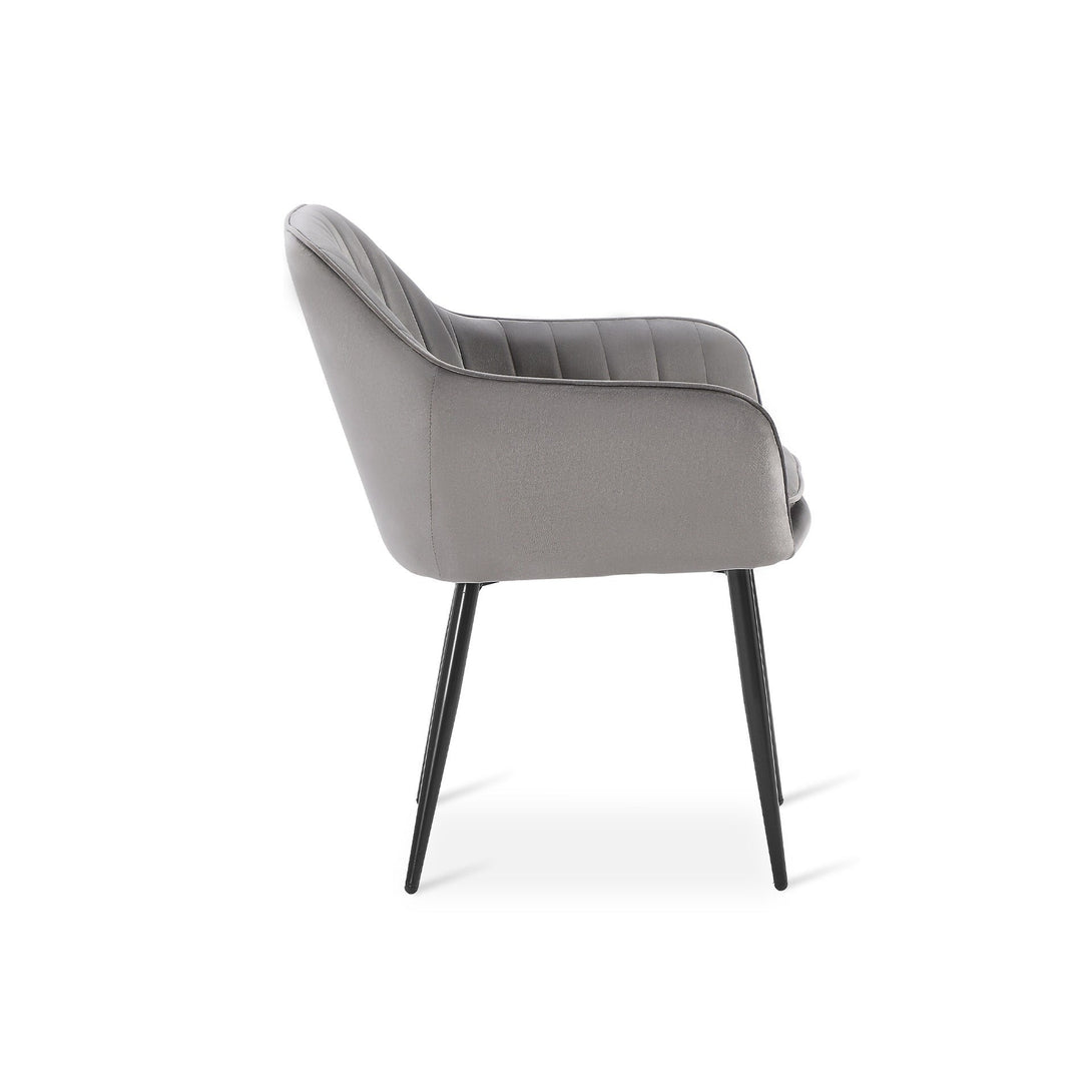 Adelaide Velvet Dining ArmChairs - Set of 2 - Light Grey