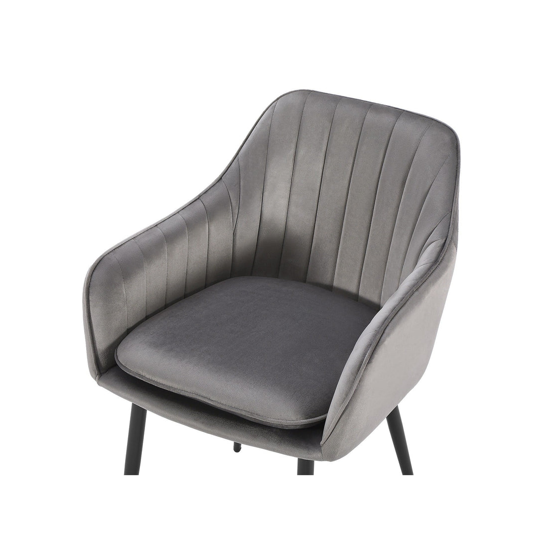 Adelaide Velvet Dining ArmChairs - Set of 2 - Light Grey