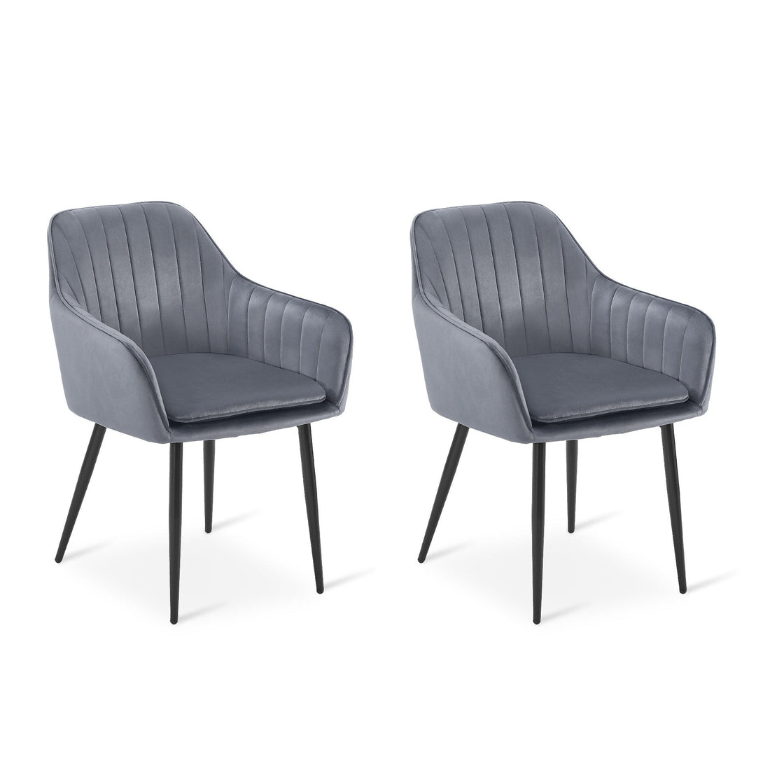 Adelaide Velvet Dining Chairs - Set of 2 - Dark Grey