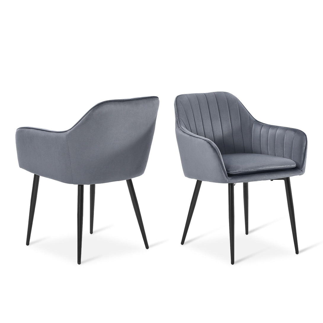 Adelaide Velvet Dining Chairs - Set of 2 - Dark Grey