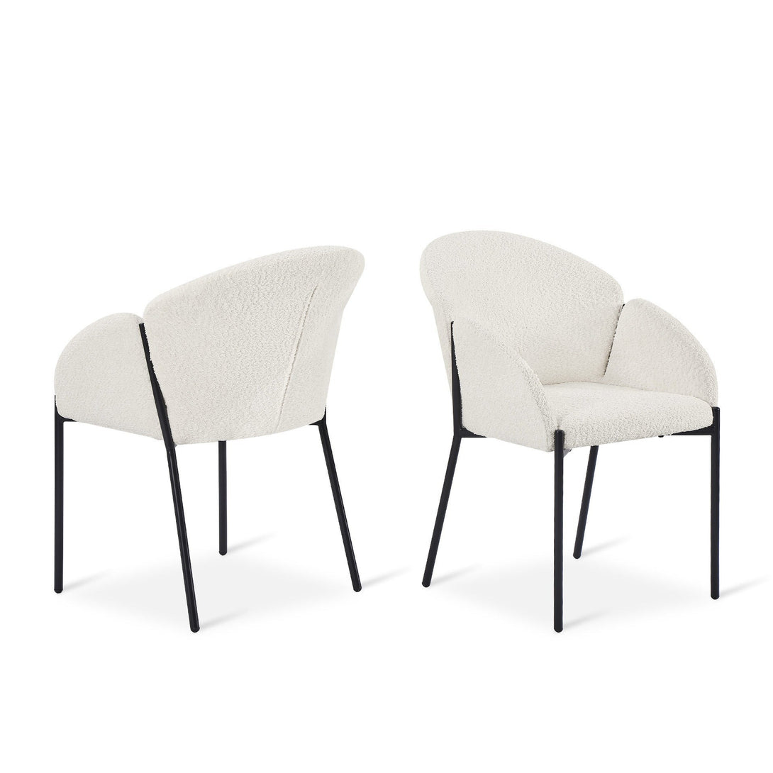 Bellamy Microfiber Velvet Dining ArmChairs - Set of 2 - Milky White