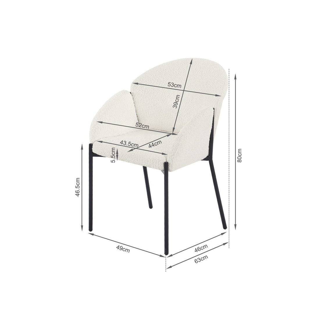 Bellamy Microfiber Velvet Dining ArmChairs - Set of 2 - Milky White