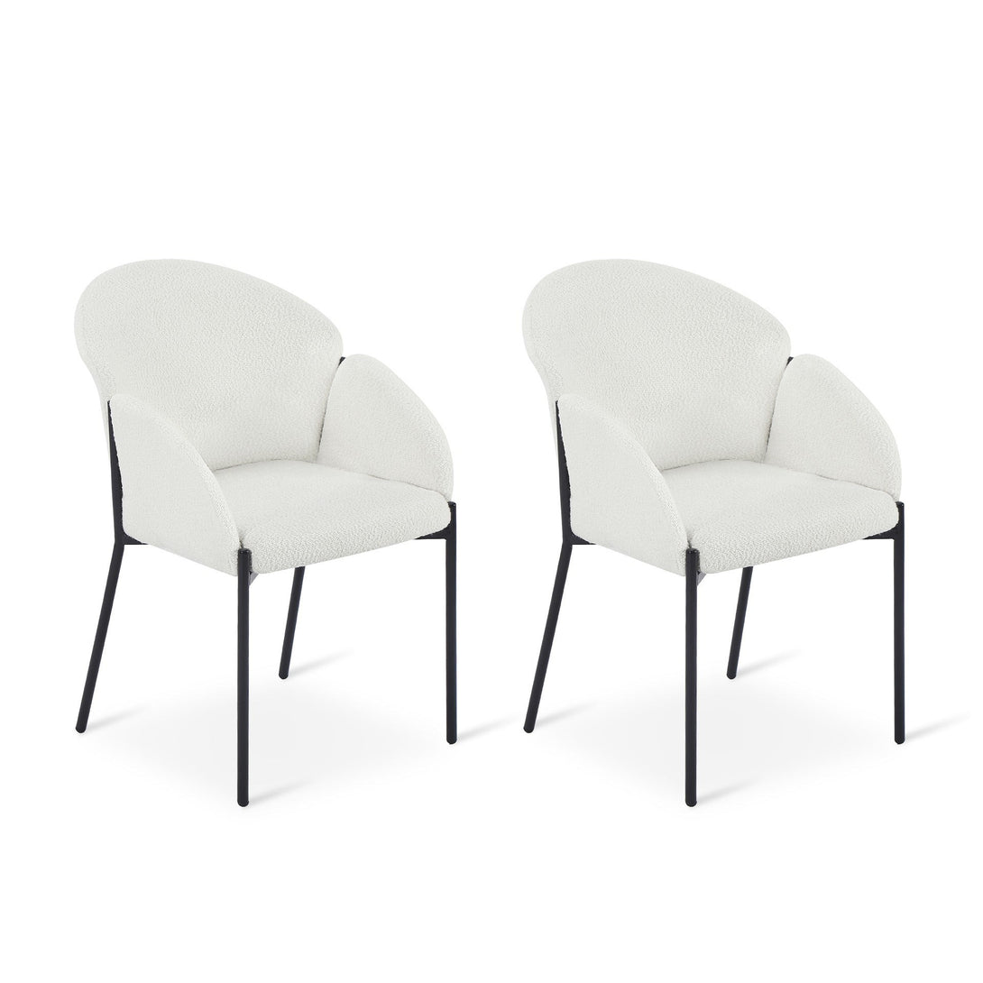Bellamy Bouclé Dining ArmChairs - Set of 2 - Off White