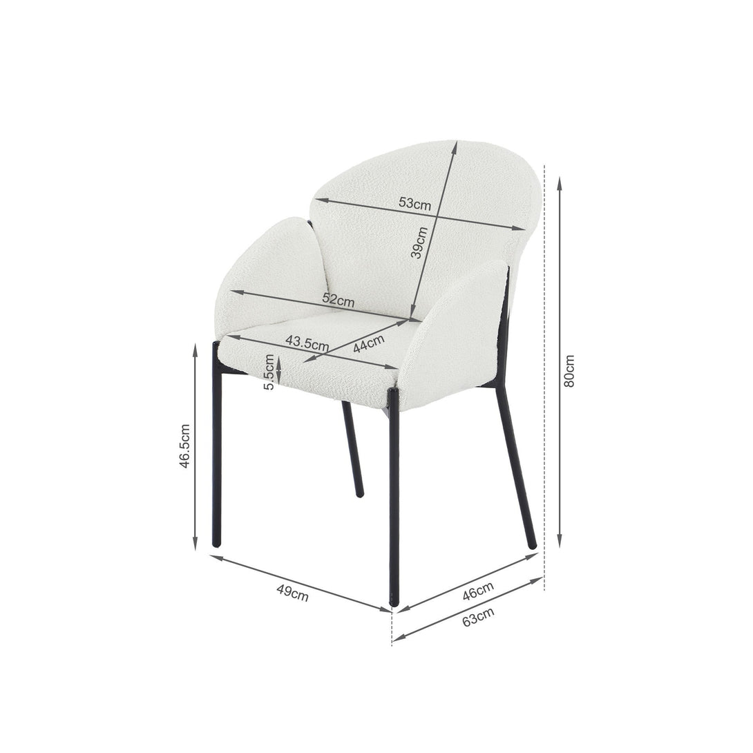 Bellamy Bouclé Dining ArmChairs - Set of 2 - Off White