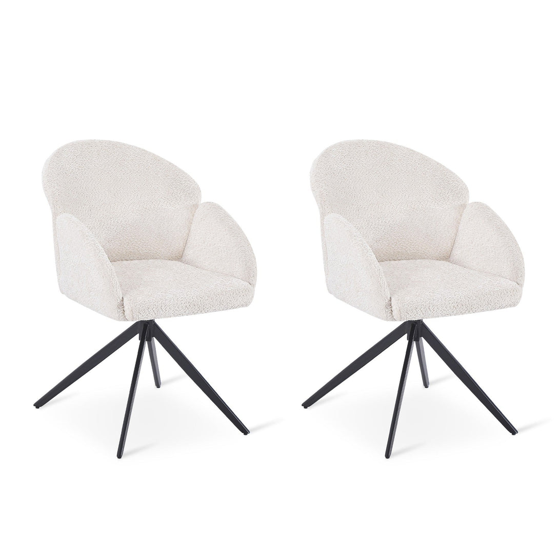 Carmen Swivel Dining ArmChairs - Set of 2 - Milky White