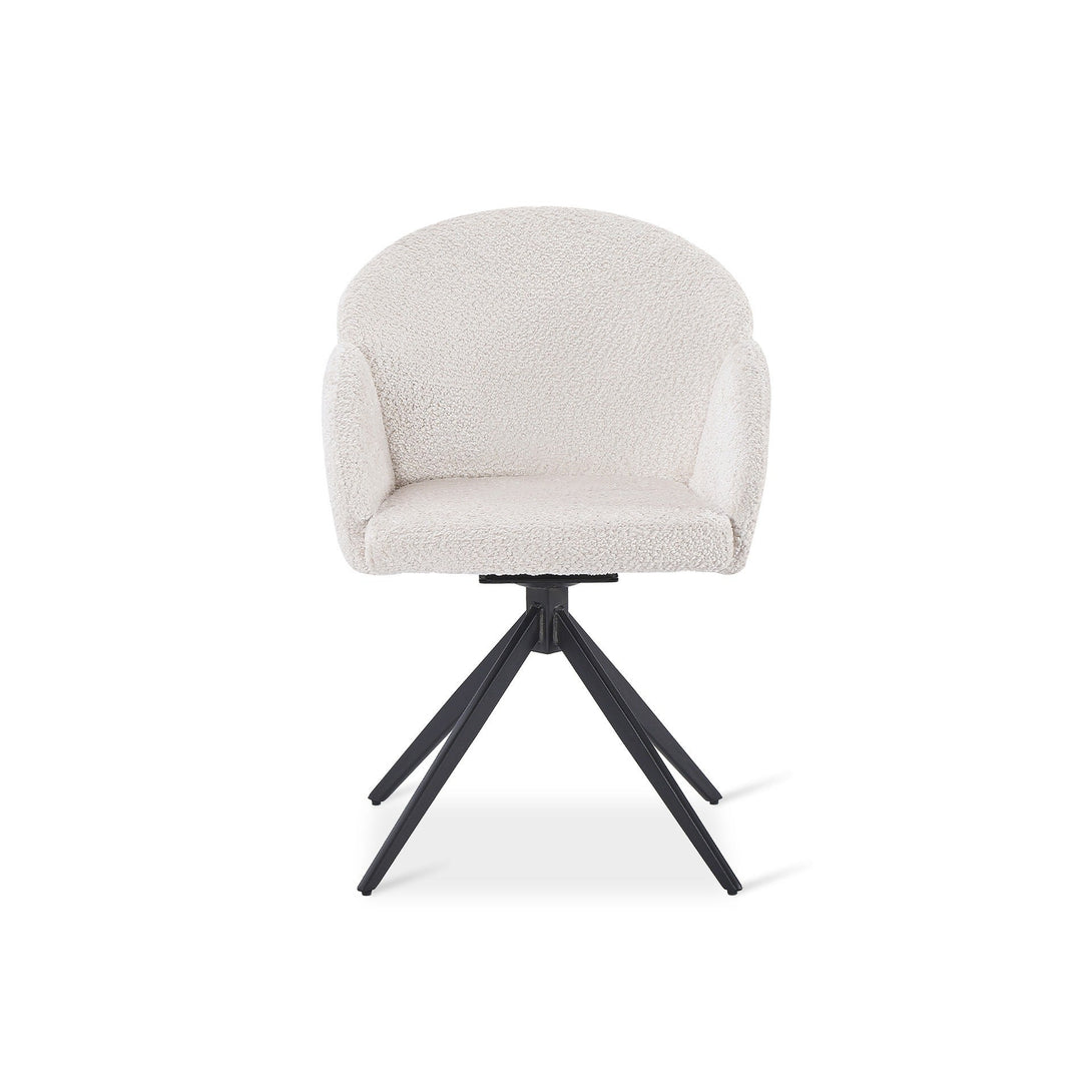 Carmen Swivel Dining ArmChairs - Set of 2 - Milky White