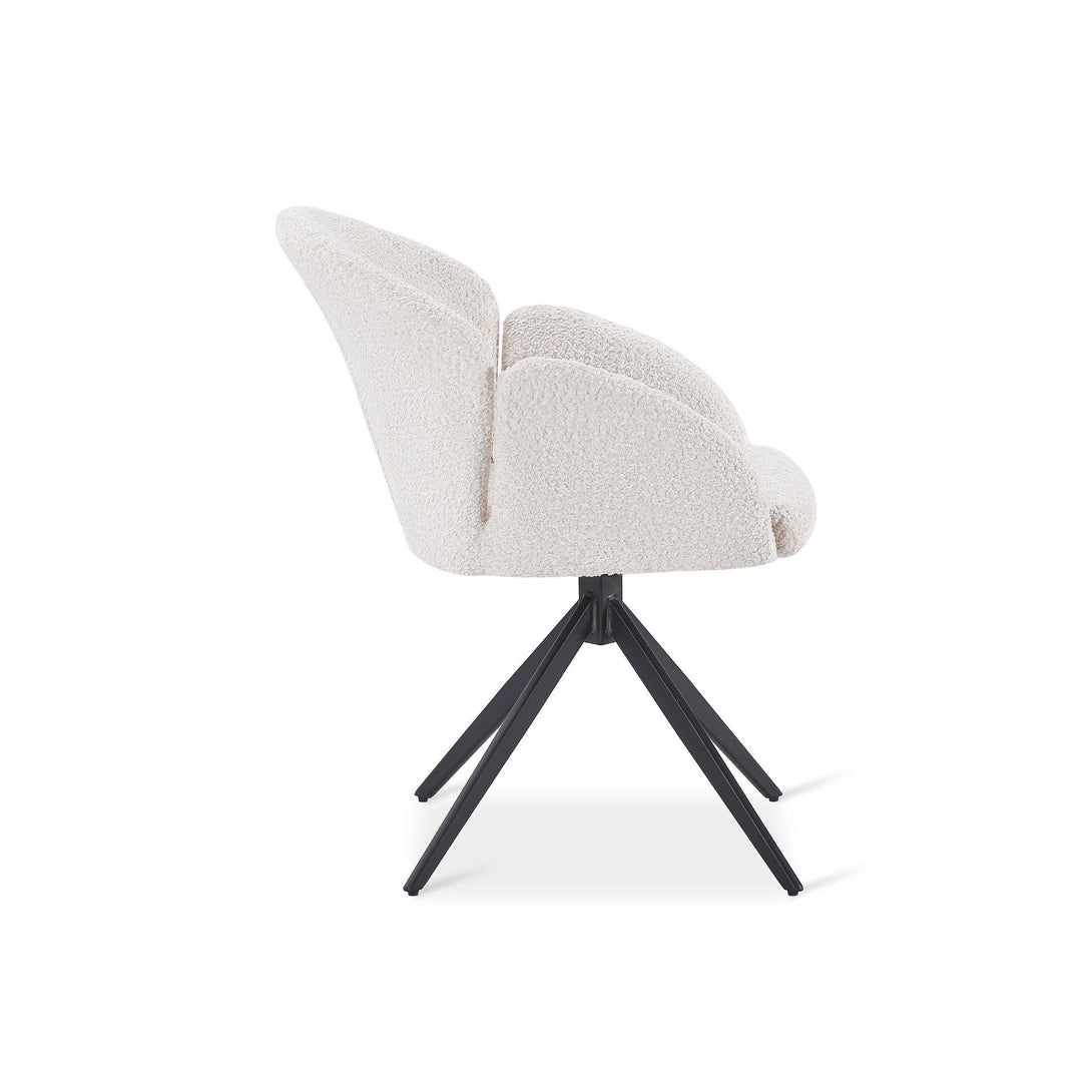 Carmen Swivel Dining ArmChairs - Set of 2 - Milky White