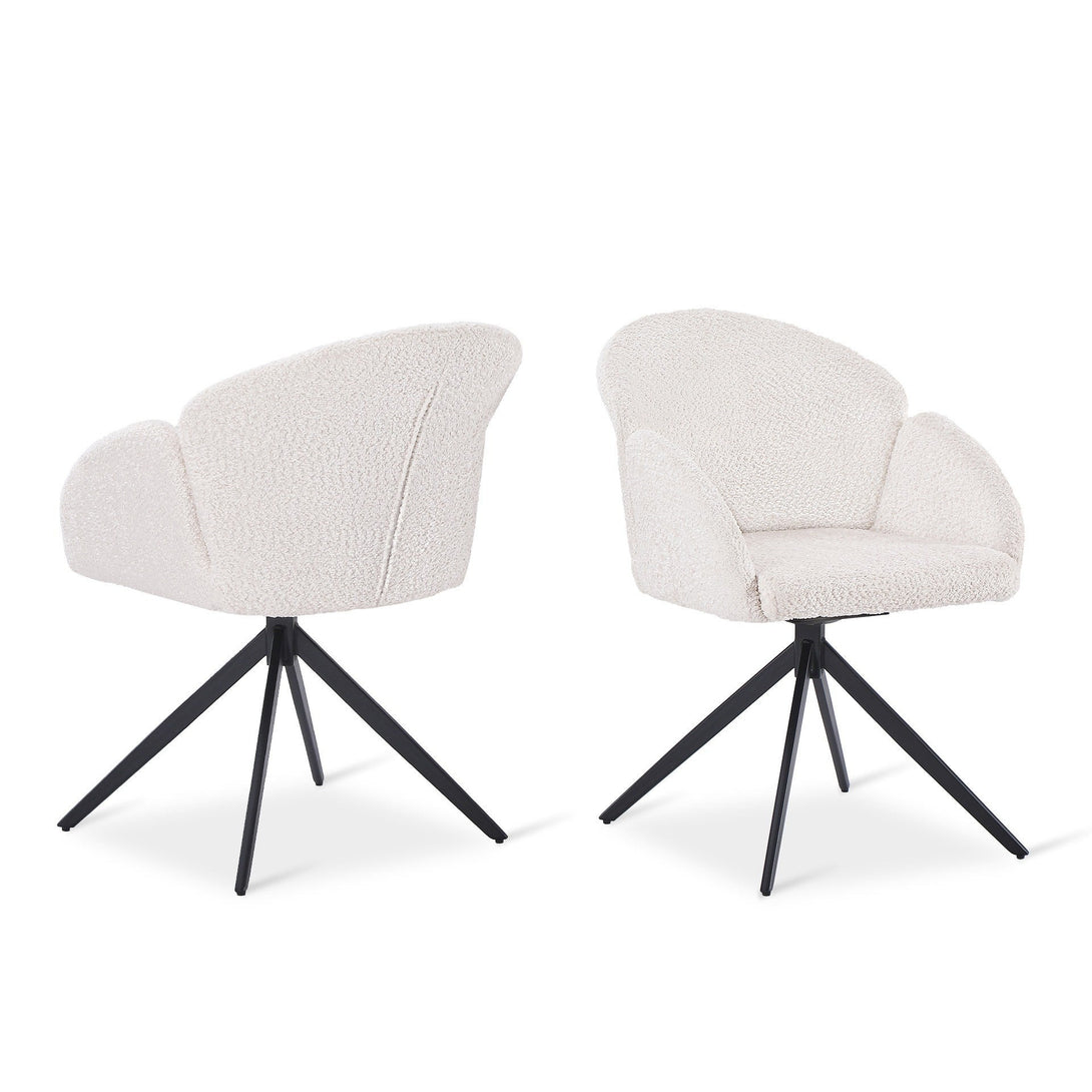 Carmen Swivel Dining ArmChairs - Set of 2 - Milky White