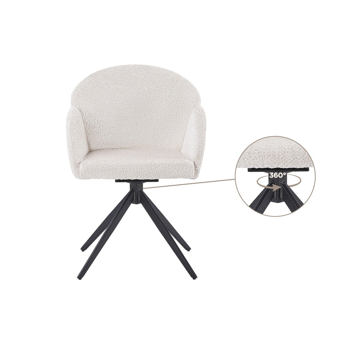Carmen Swivel Dining ArmChairs - Set of 2 - Milky White