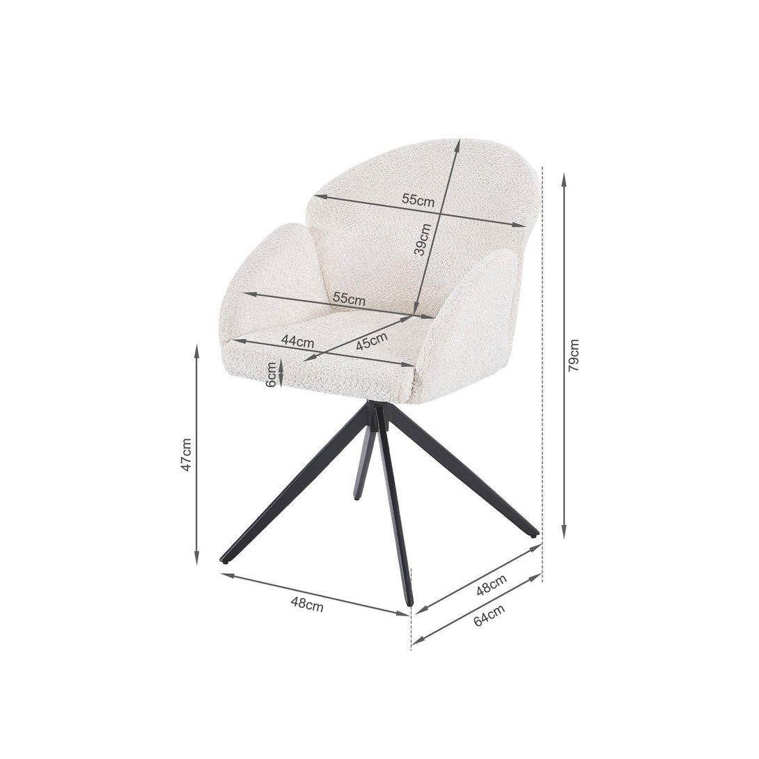 Carmen Swivel Dining ArmChairs - Set of 2 - Milky White