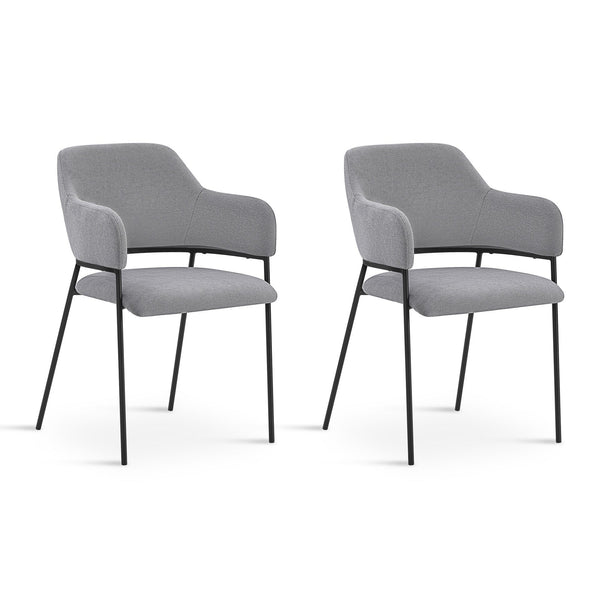 Sadie Fabric Dining Chair - Set of 2 - Light Grey