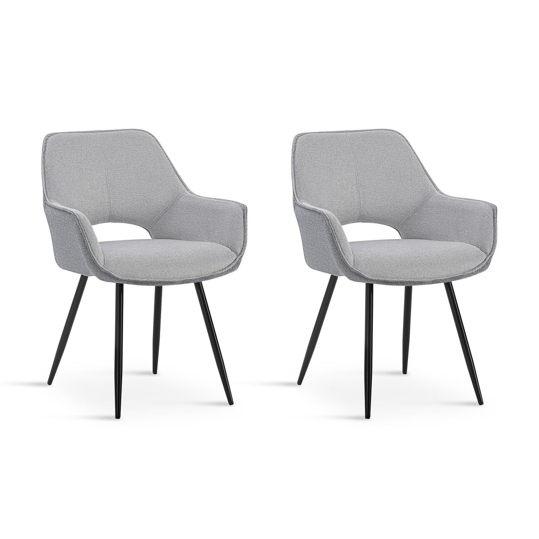 Griselda Velvet Dining Chair Armchair - Set of 2 - Grey
