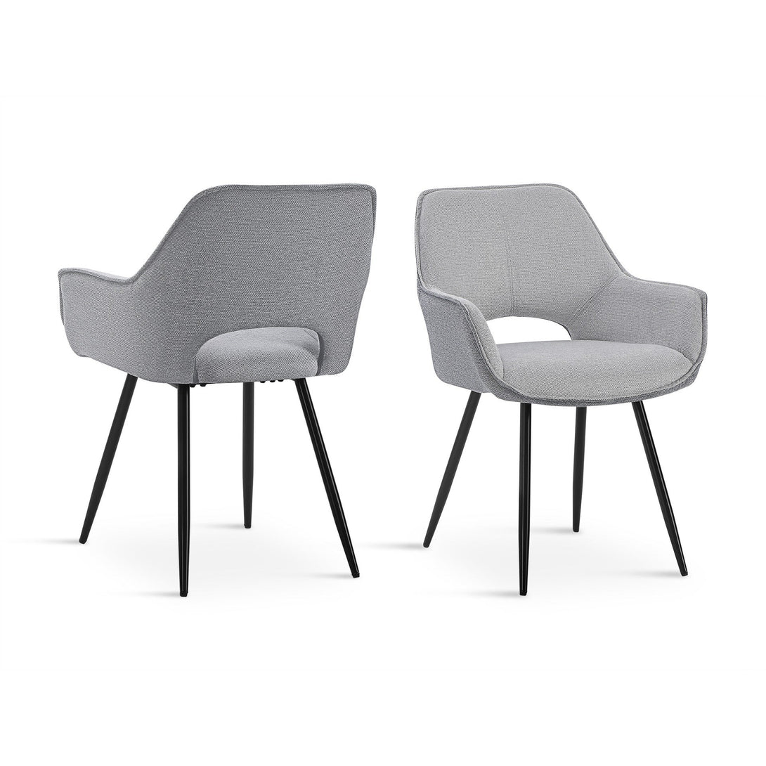 Griselda Velvet Dining Chair Armchair - Set of 2 - Grey